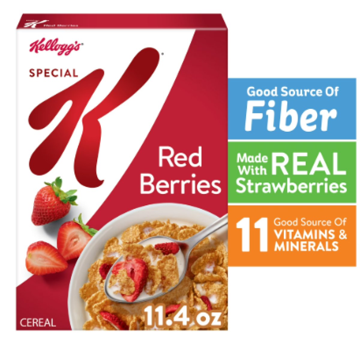 Kellogg's Special K Breakfast Cereal, Fiber Cereal, Family Breakfast, Red Berries, 11.4 oz Box (1 Box)