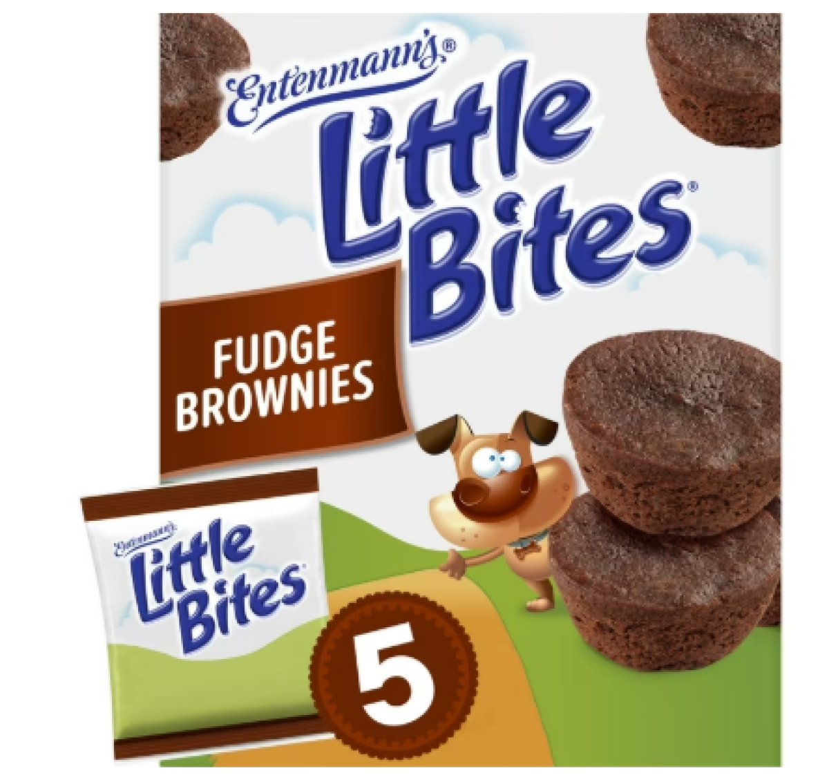 Little Bites Chocolate Fudge Mini Brownies 5 Pack, Real Chocolate Mini Muffins, 9.75 oz Box