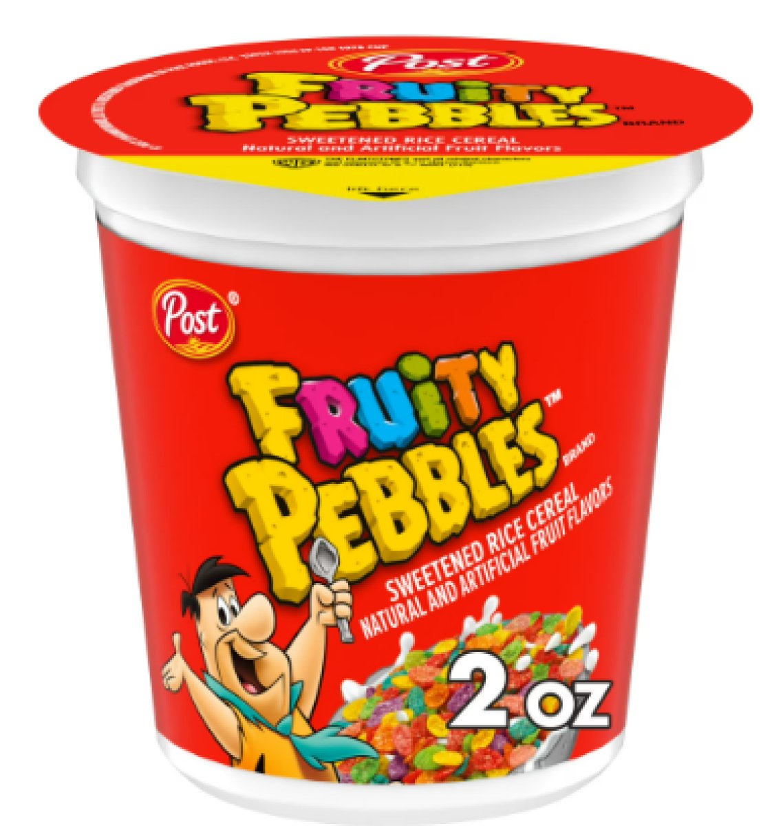 PEBBLES Post Fruity Cereal, Fruity Cereal for Kids, 2 oz Crunchy Single Cup