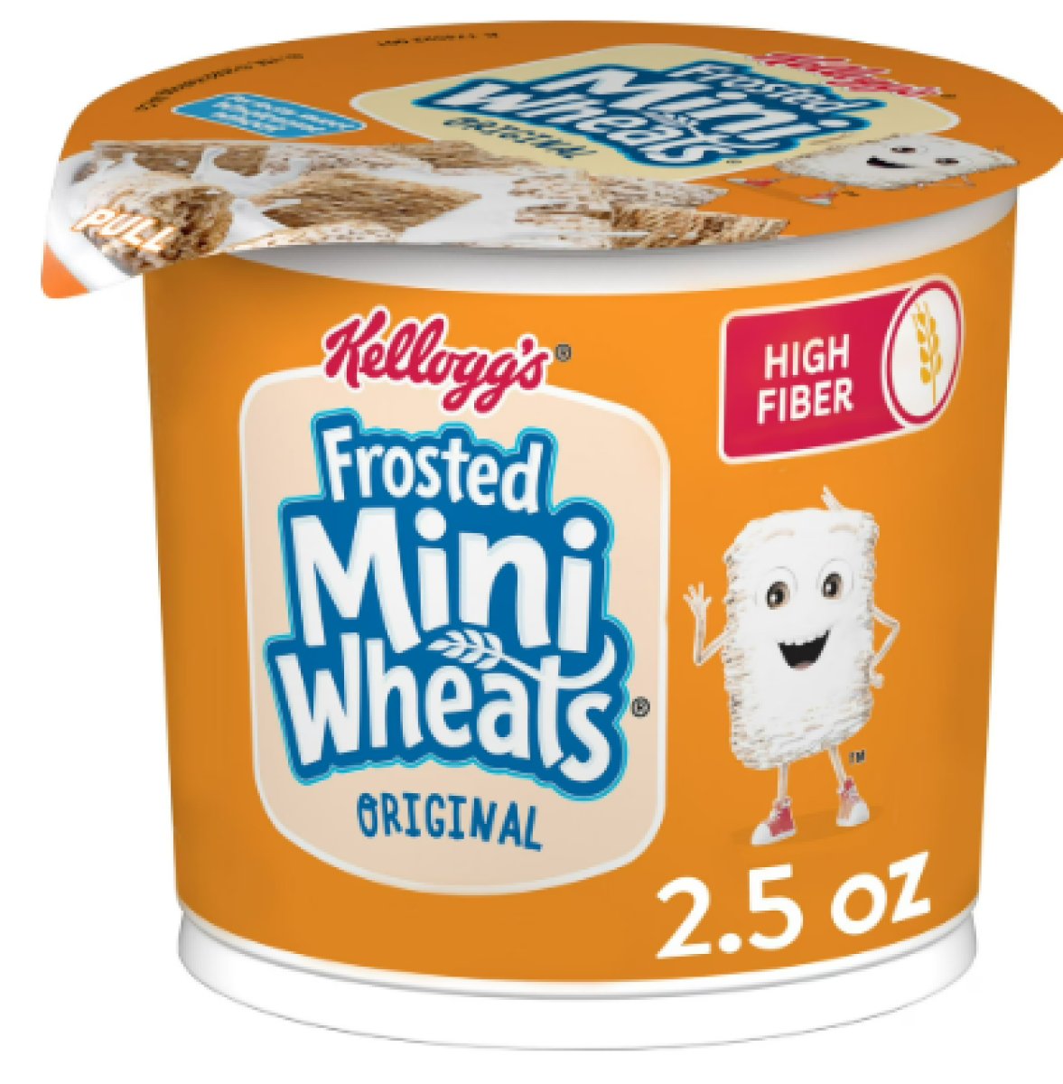 Kellogg's Frosted Mini-Wheats Cold Breakfast Cereal Cup, High Fiber, Whole Grain, Original, 2.5 oz Cup (1 Cup)