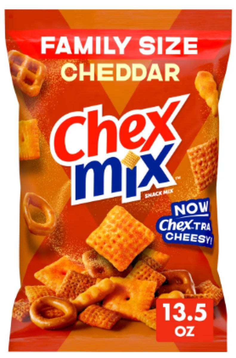 Chex Mix Cheddar Cheese Snack Mix, Savory Snack Bag, Family Size, 13.5 oz