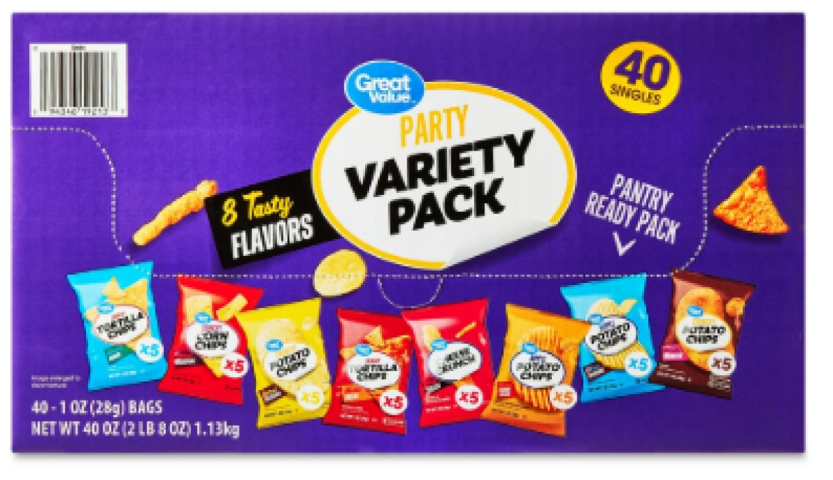 Great Value Variety Pack of Party Snack Chips, 40 Count, 1 oz