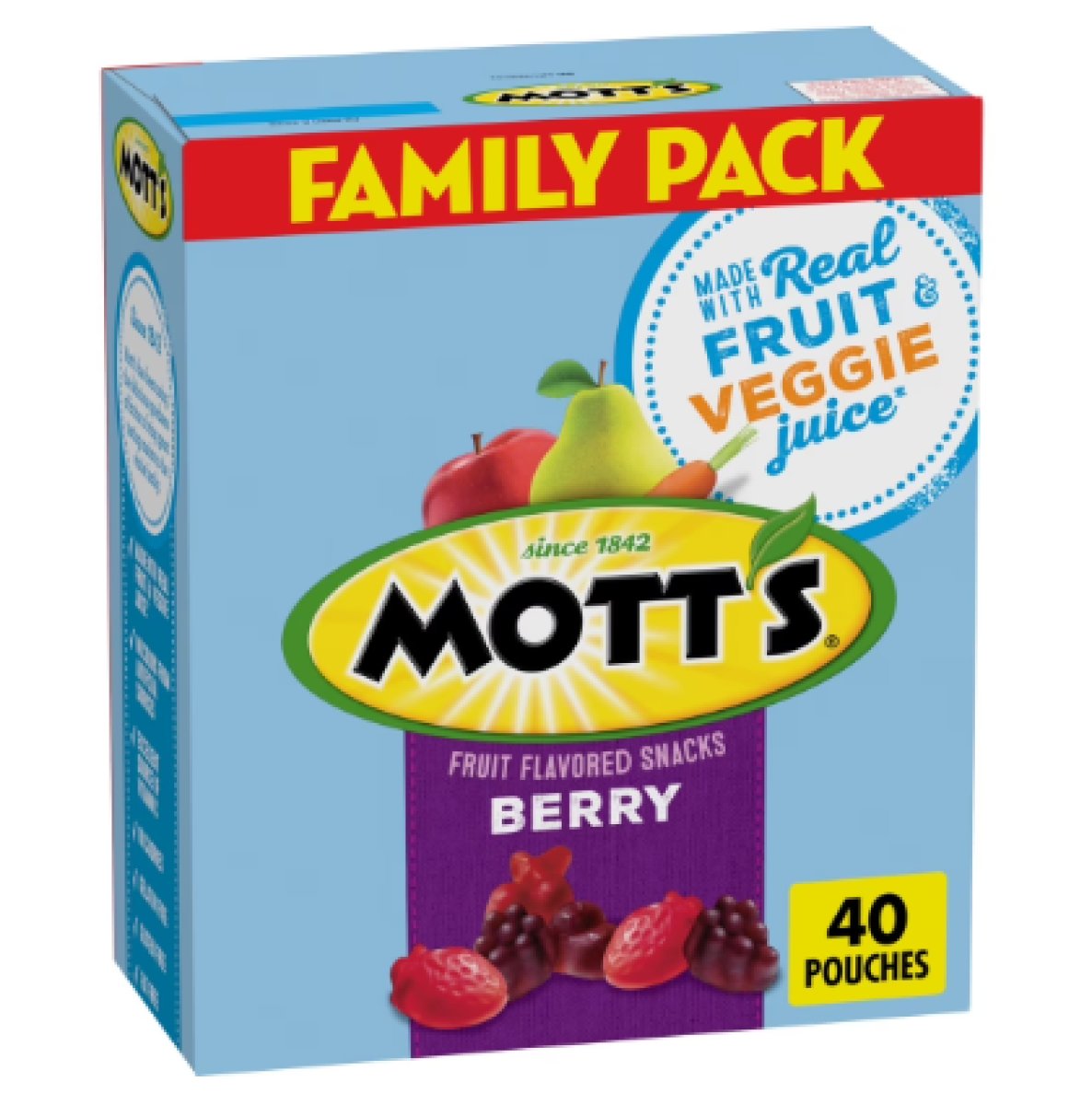 Mott's Fruit Flavored Berry Snacks, Sock Fillers, Gluten Free, 40 Count, 32 oz