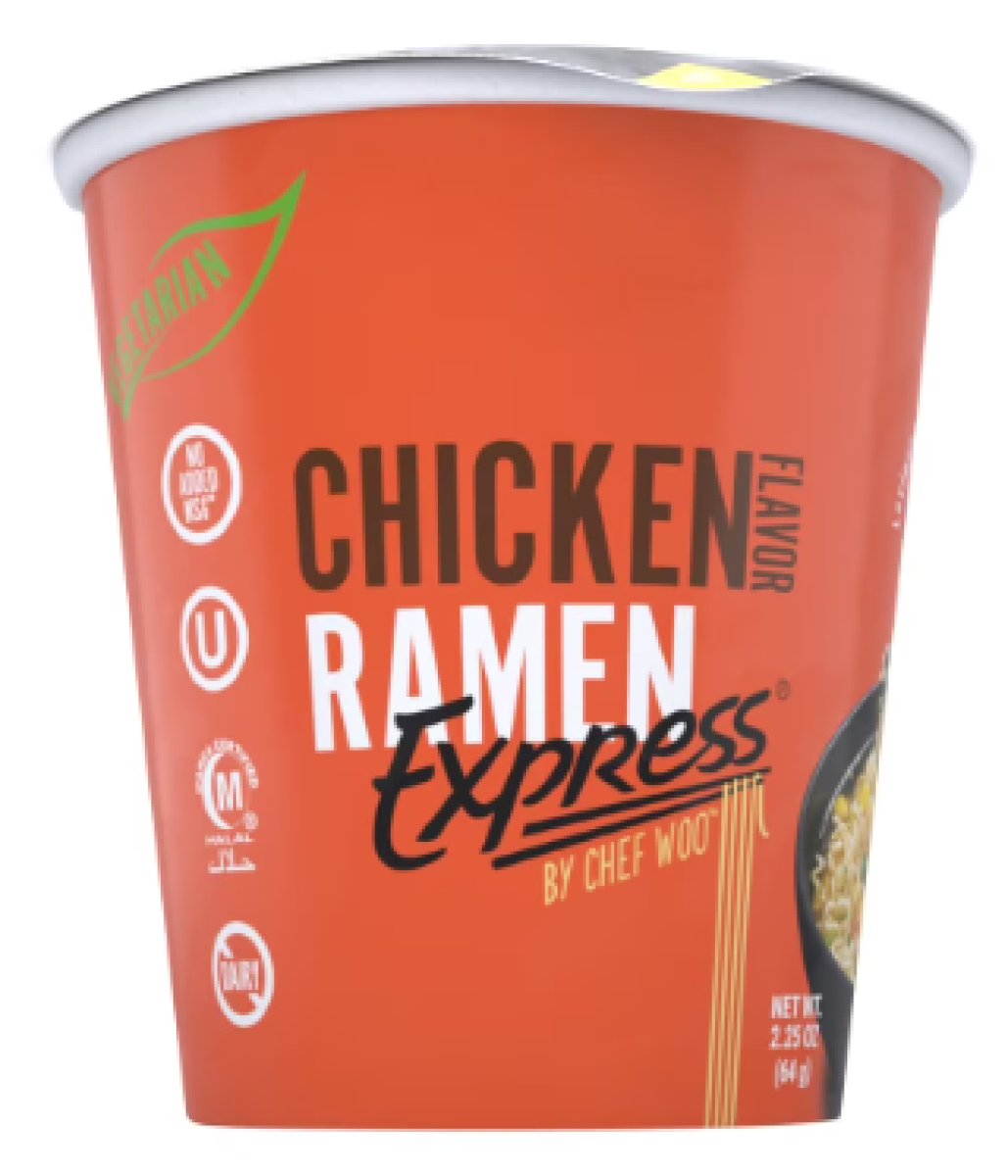 Ramen Express Chicken Flavored Ramen Noodles, Vegan, Halal, Kosher, 2.25 oz Cup