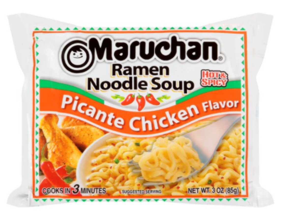 Maruchan Ramen Noodle Soup, Instant Noodles, Spicy Chicken Flavor, Shelf Life Stable, 3 oz Pack
