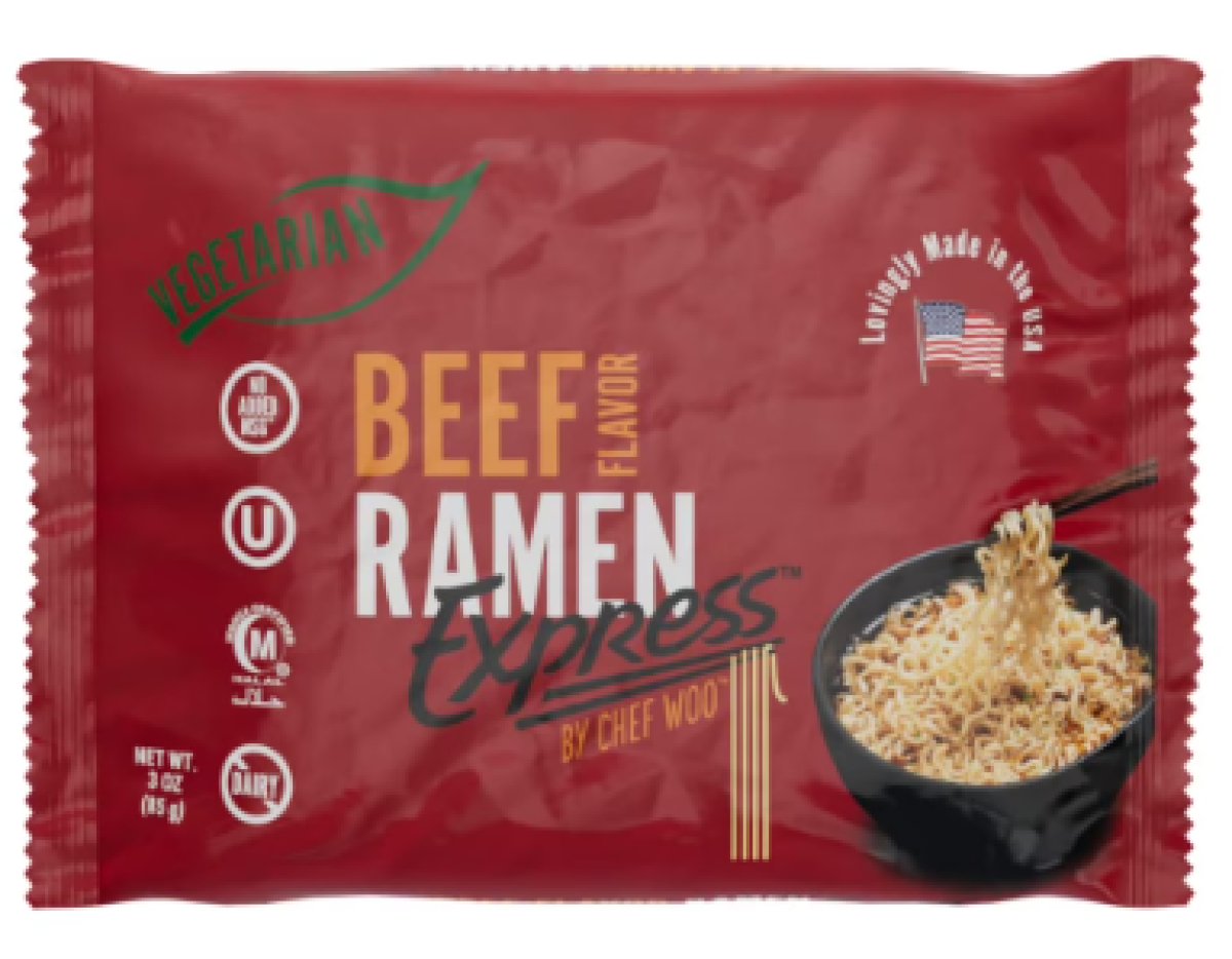 Ramen Express Vegan Meat Flavored Ramen Noodles, Halal, Kosher, 3 oz Bag