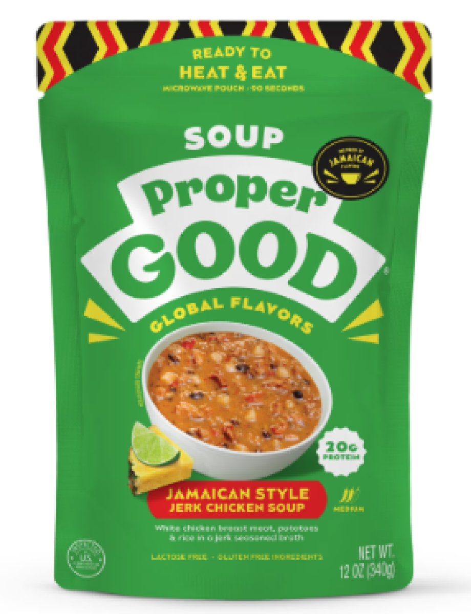 Proper Good Jamaican Style Jerk Chicken Soup Ready to Serve Meal, Shelf Stable, 12 oz