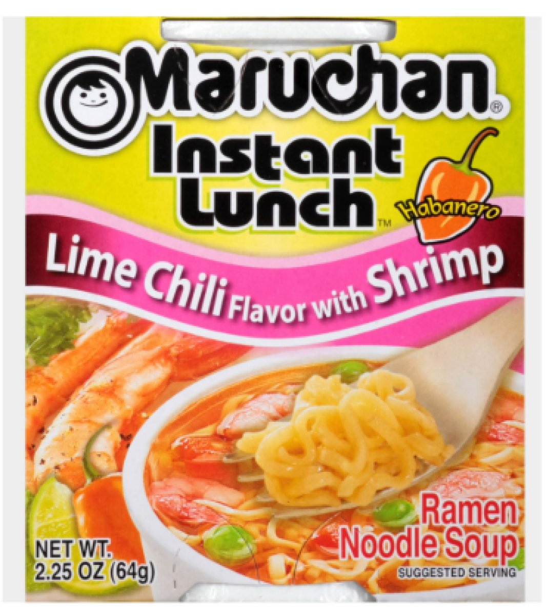 Maruchan Instant Lunch Ramen Noodles Chili Lime Flavor with Shrimp, Shelf Stable, 2.25 oz Cup