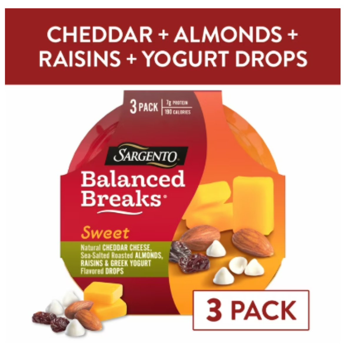 Sargento Cheddar Cheese Sweet Balanced Breaks, Toasted Almonds, Raisins and Yogurt Drops