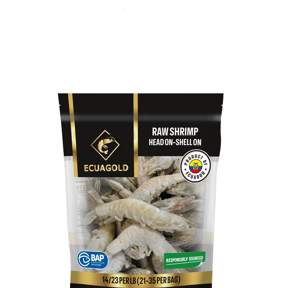 Ecuagold Frozen Raw Front-Faced Shrimp, 1.5 lb (14-23 Units per Pound)