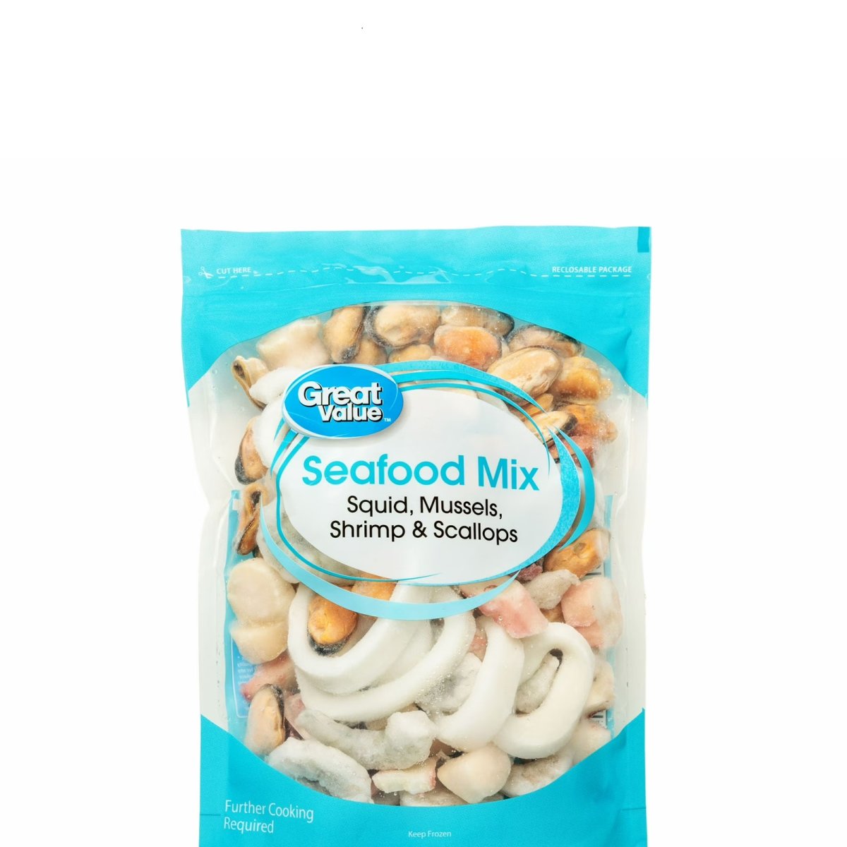Great Value Frozen Seafood Mix with Squid, Mussels, Shrimp, and Scallops, 20 oz Gluten Free