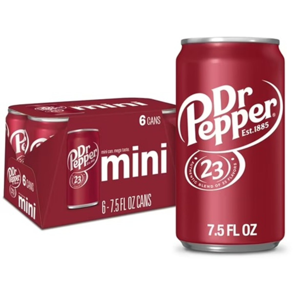 Dr Pepper Soda Pop, 7.5 fl oz, 6 Pack Cans