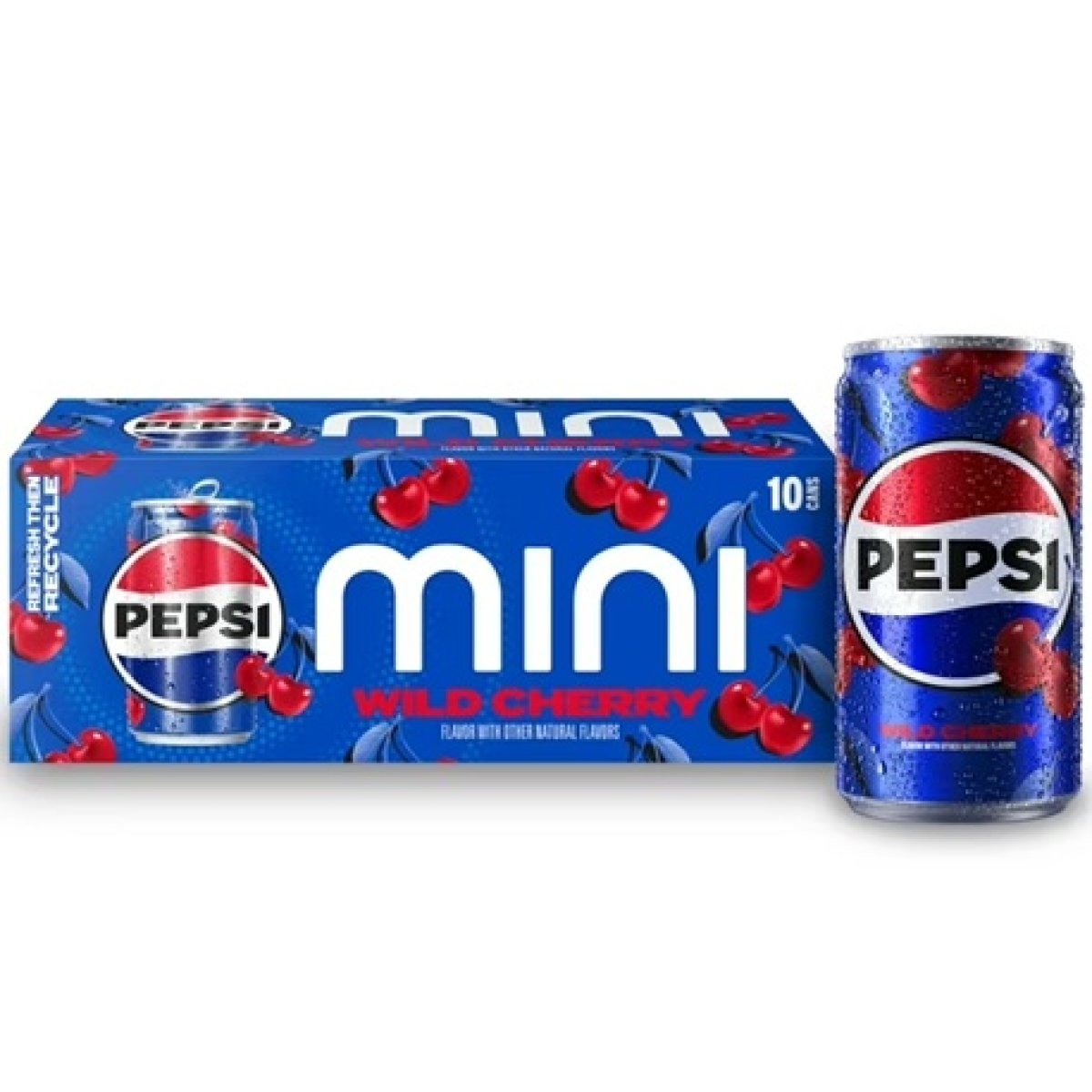 Pepsi Soda Wild Cherry 7.5 fl oz, 10 Pack Mini Cans