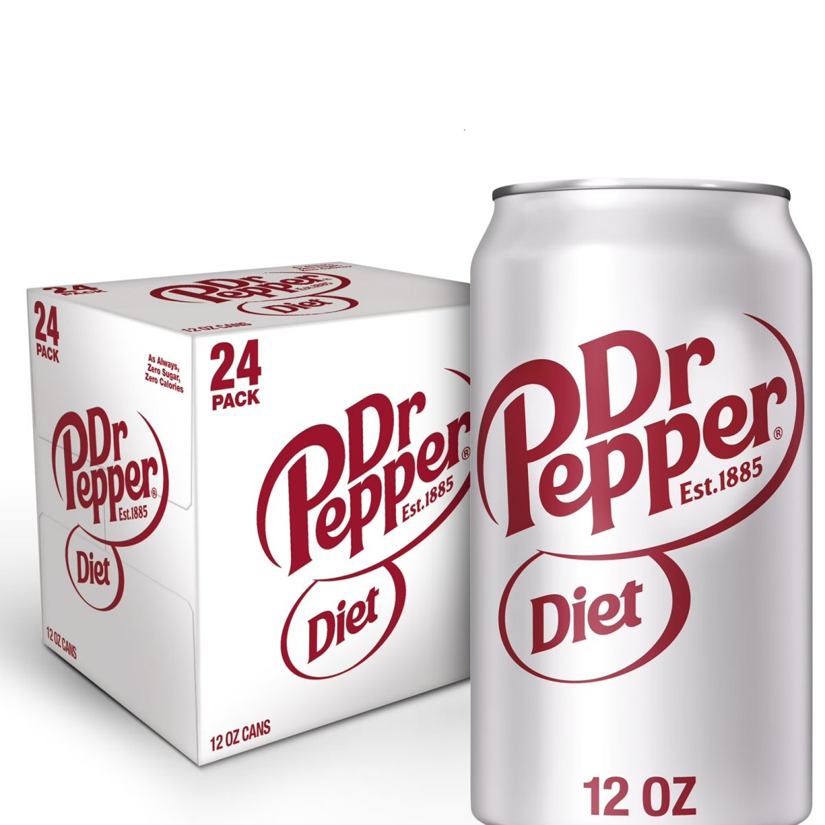 Diet Dr Pepper Soda 12 fl oz, 24 Can Pack