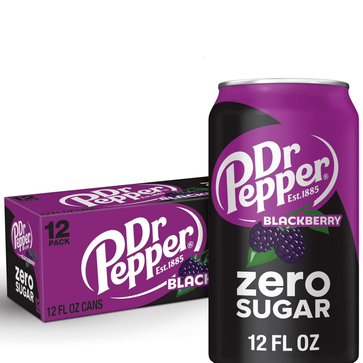 Dr Pepper Blackberry Sugar-Free Soda, 12 fl oz, 12-Pack of Cans