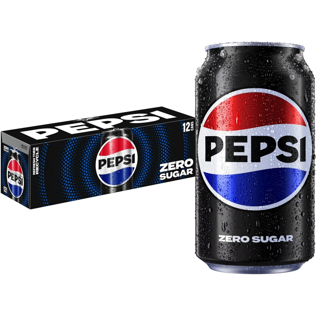 Pepsi Cola Zero Sugar Soft Drink, 12 fl oz, 12-Pack of Cans