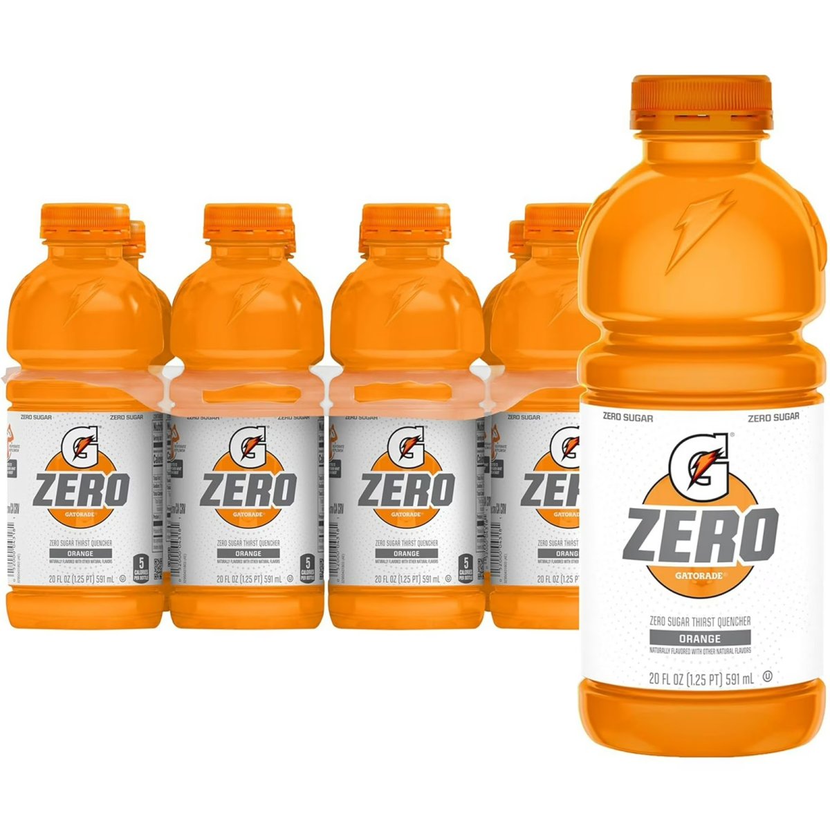 Gatorade Zero Sugar Thirst Quencher Orange, 20 fl oz Bottles, 8 Count Bottles