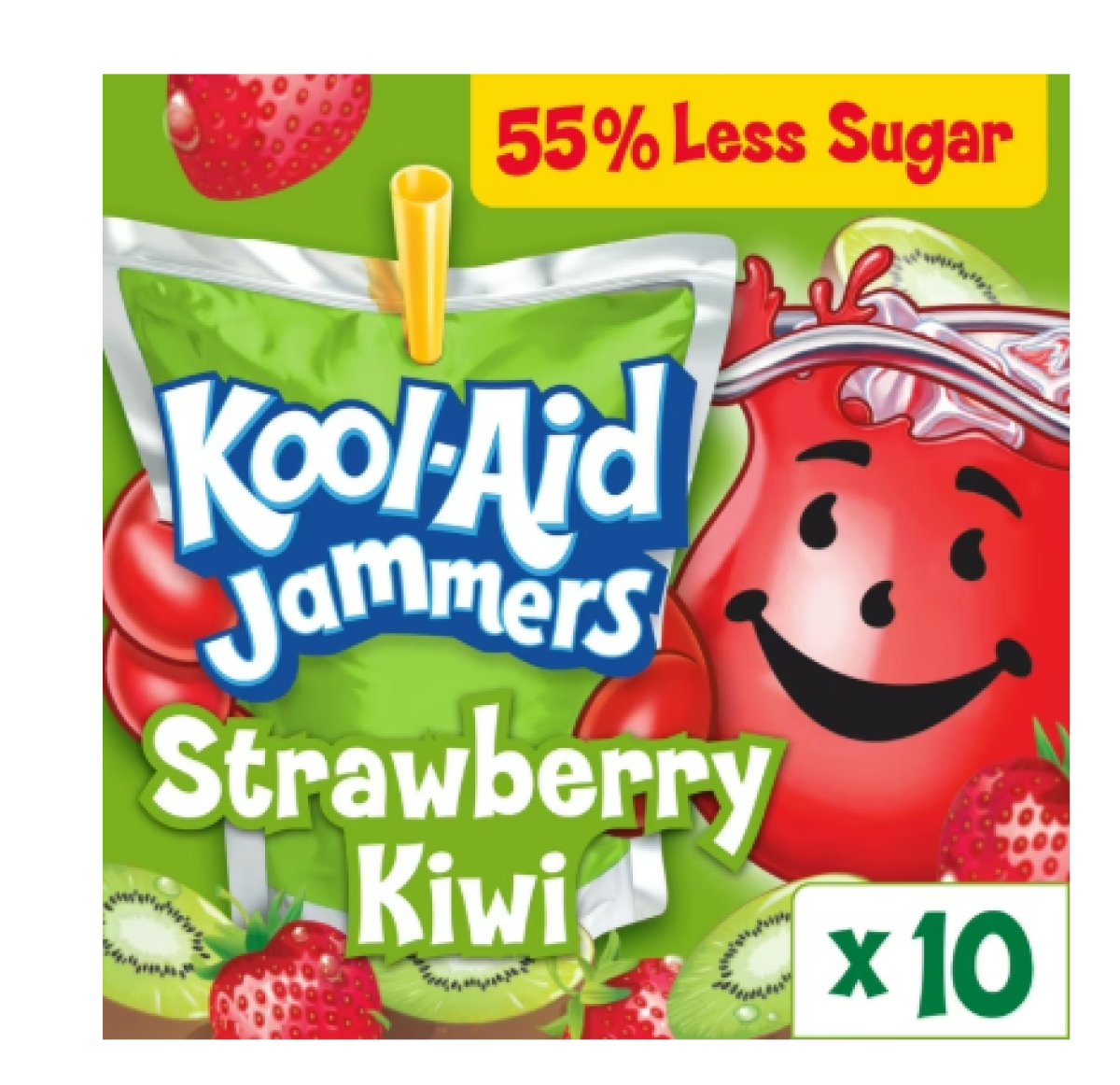 Kool-Aid Jammers Kiwi and Strawberry Flavored Drink, 10-Count Box, 6 fl oz Pouches, Liquids