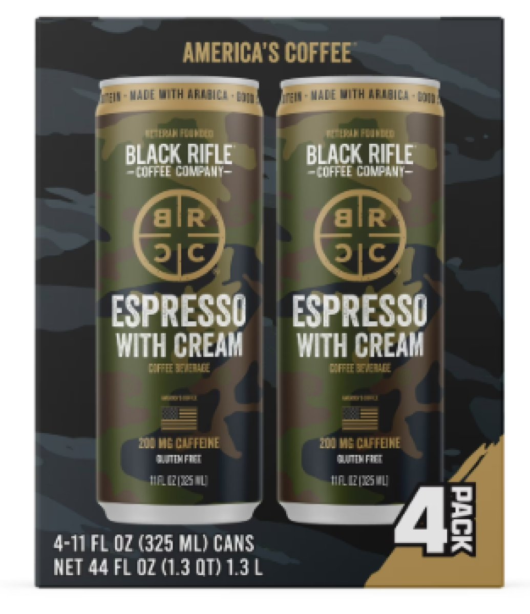 Black Rifle Coffee Company Iced Espresso with Cream, Ready to Drink for Instant Energy, 4 Pack, 11 oz, Can