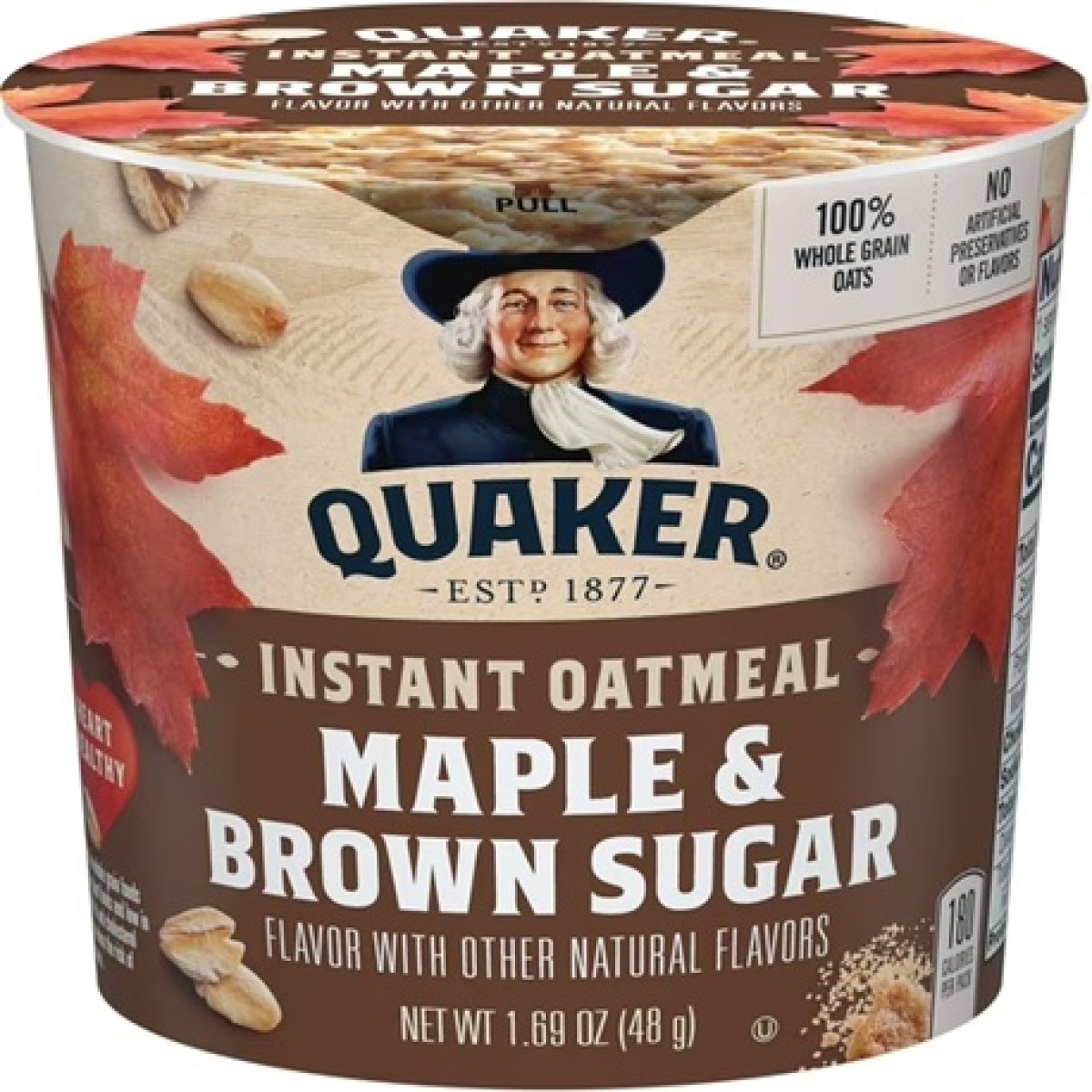 Quaker Maple & Brown Sugar Flavored Instant Oatmeal, 1.69 oz Cup, 1 Count