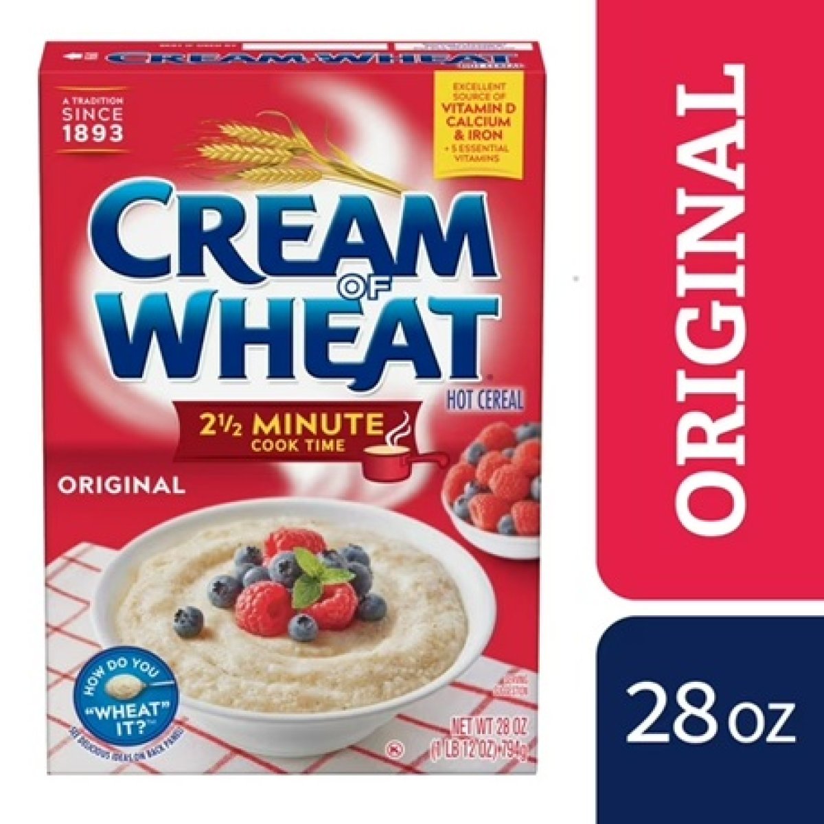 Cream of Wheat 2.5 Minute Hot Cereal, Original Flavor, Kosher, Shelf-Stable, 28 oz Box