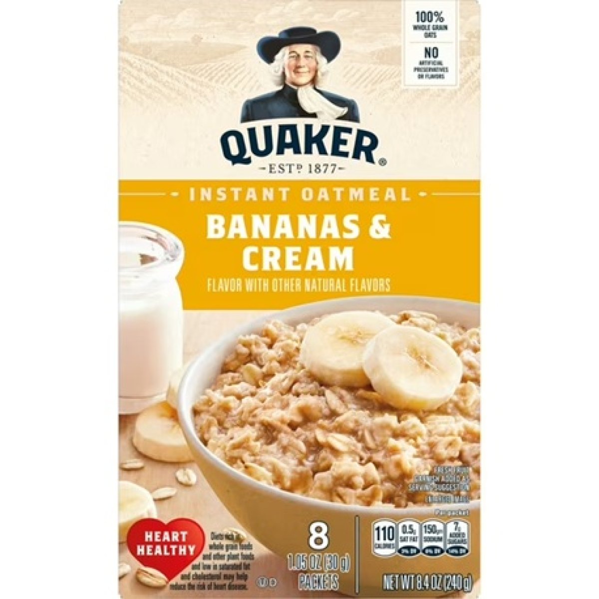 Quaker Instant Oatmeal Bananas & Cream 1.05 Oz 8 Count