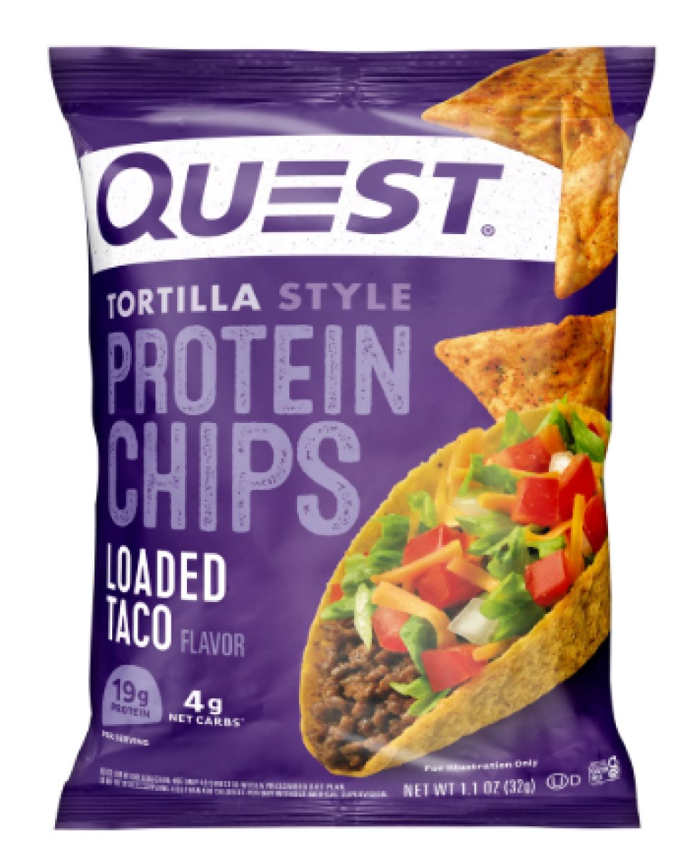 Quest Tortilla Style Protein Chips with 19g of Protein, Loaded Taco Flavor, 1.1 oz, Single Serving