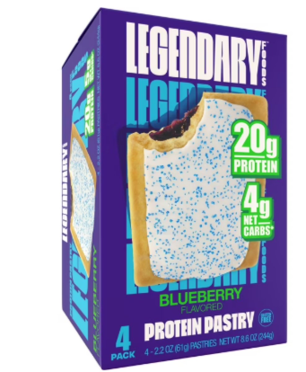 Legendary Foods Protein Pastry Blueberry, 2.2 oz Gluten-Free Protein Snack, 4 Pack