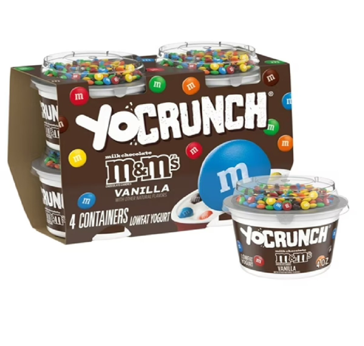 YoCrunch Low Fat Vanilla Yogurt with Mini M&Ms®, 4 oz Yogurt Cups, 4 Count