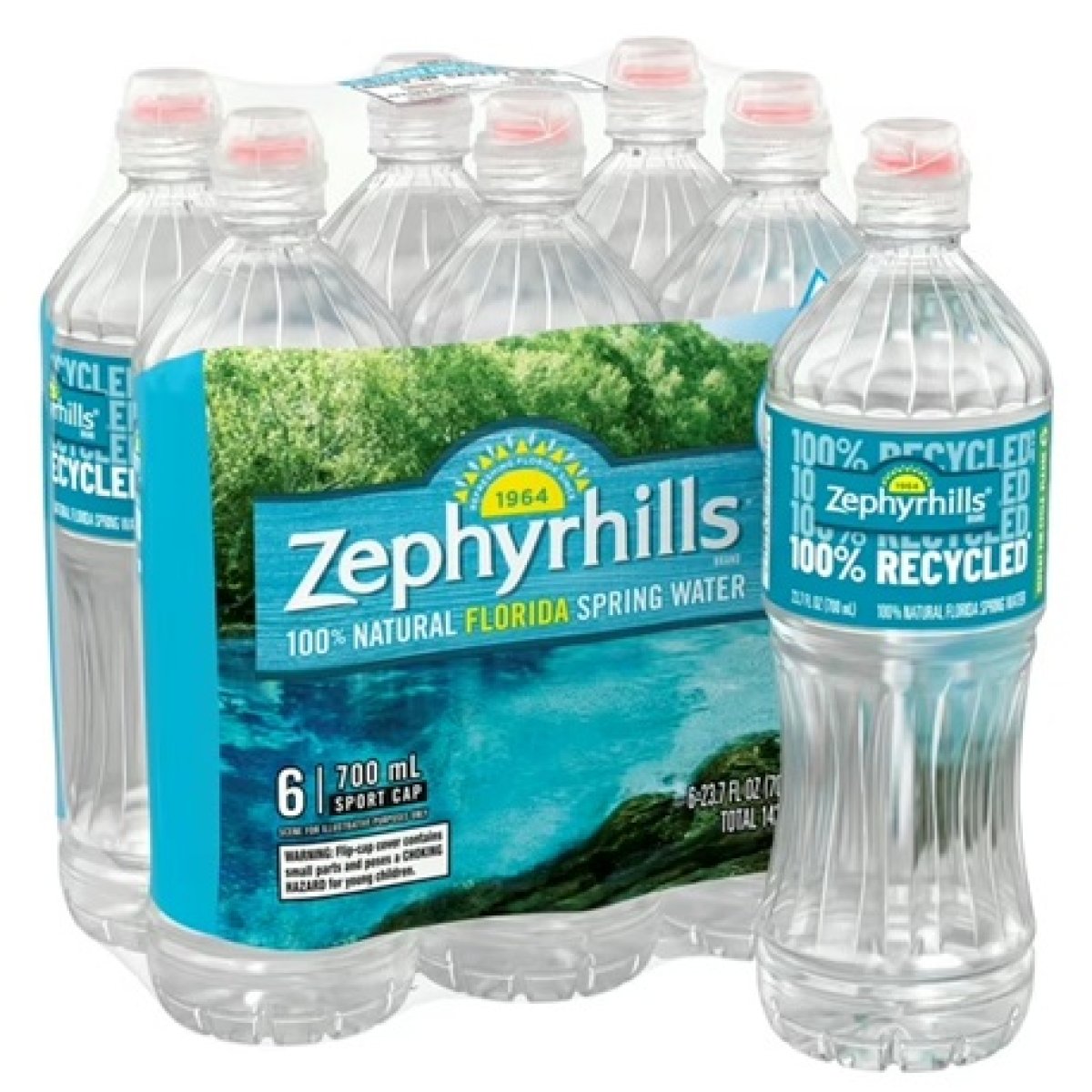 Zephyrhills Florida Spring Water, Sport Cap, 23.7 fl oz, 6-Pack Plastic Bottles