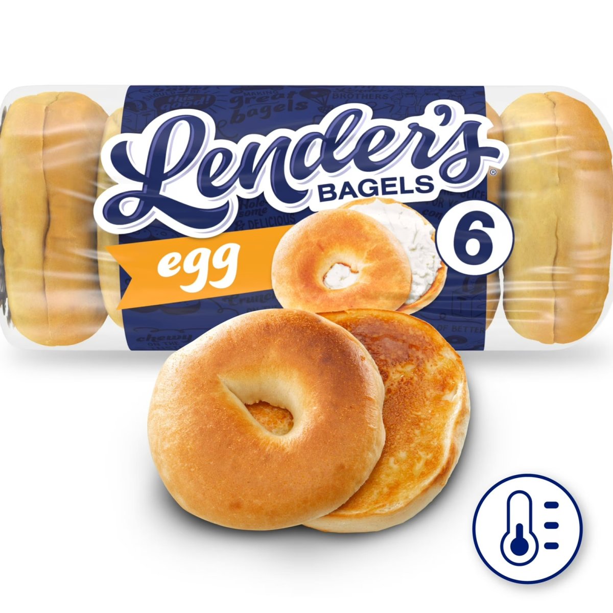 Lender's Original Egg Bagels, 6 count, Pre-sliced Bagels, 17.1 oz Bag