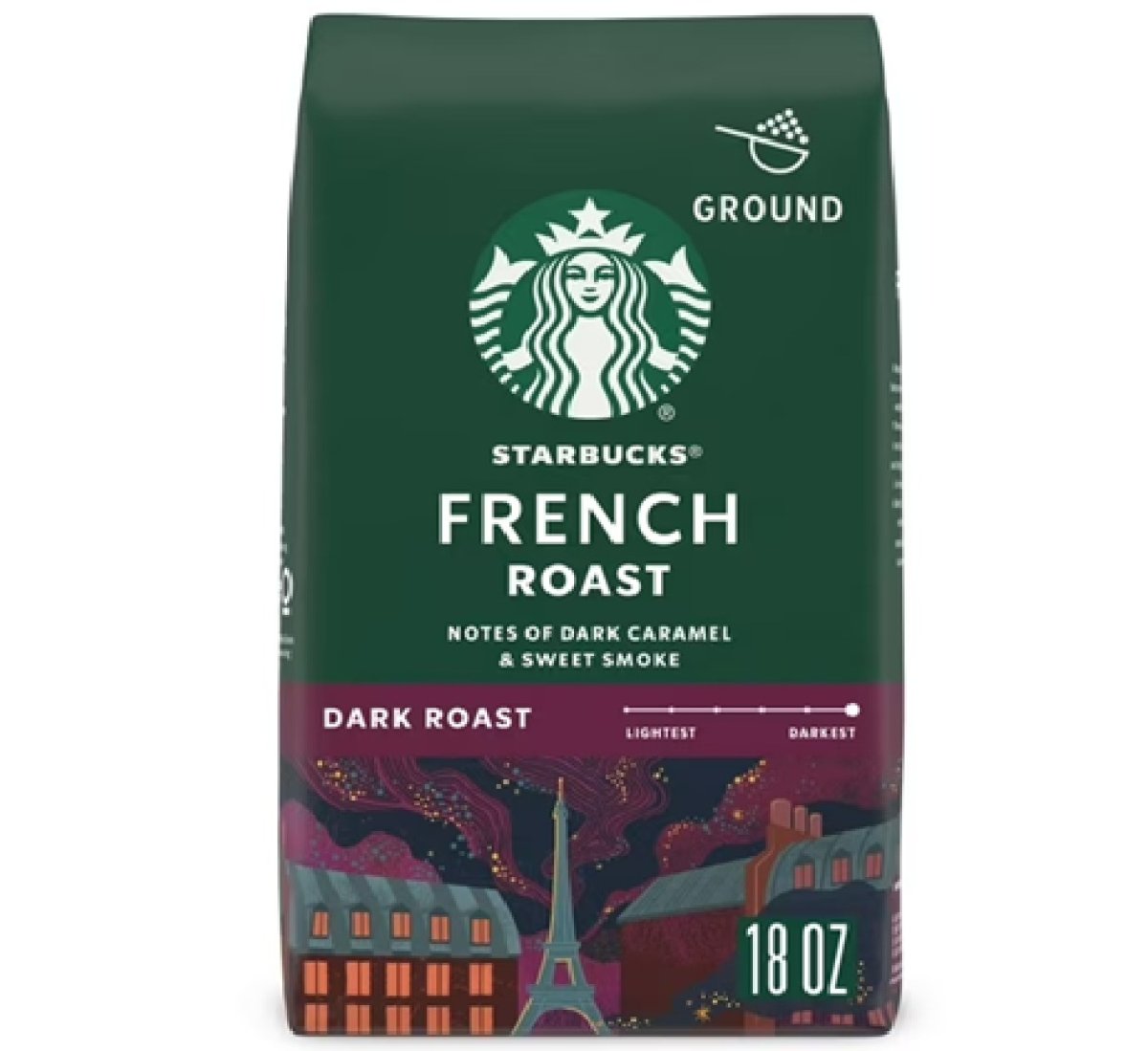 Starbucks French Roast Arabica Beans, Dark Roast, Ground Coffee, 18 oz