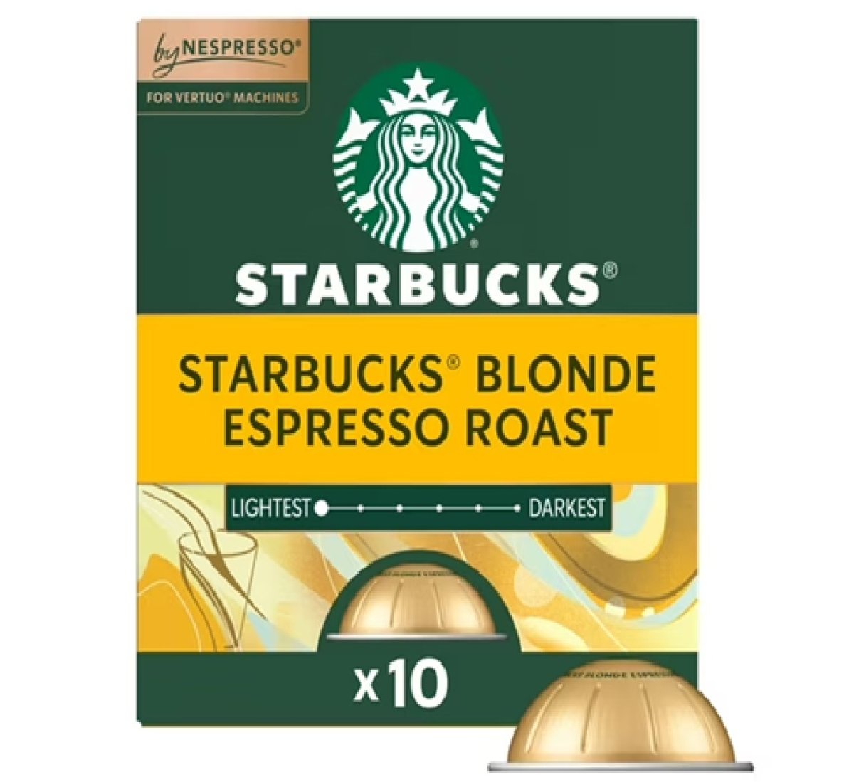 Starbucks By Nespresso Vertuo Line, Starbucks Blonde Toasted Espresso, Nespresso Capsules, 10 Units