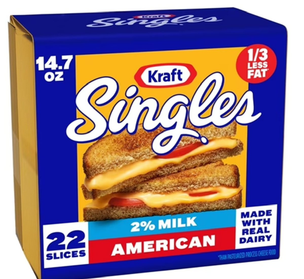 Kraft Singles American Cheese Slices with 2% Milk, 22-Count Pack, Refrigerated