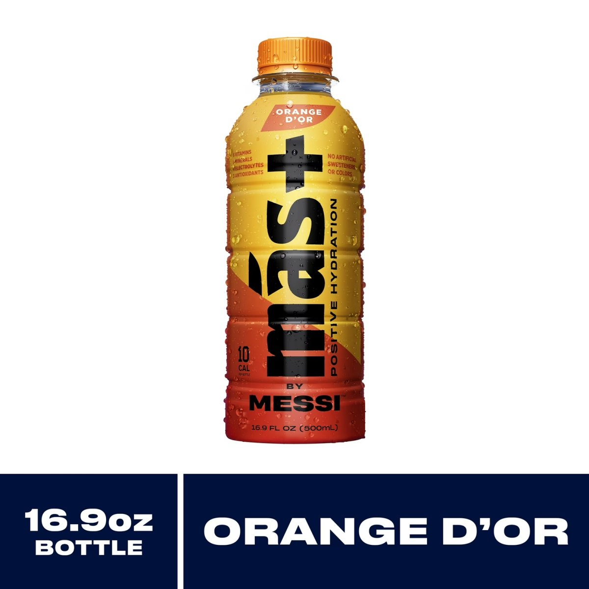Mas+ by Messi Hydration Sports Drink Orange d'Or, 16.9 fl oz Bottle