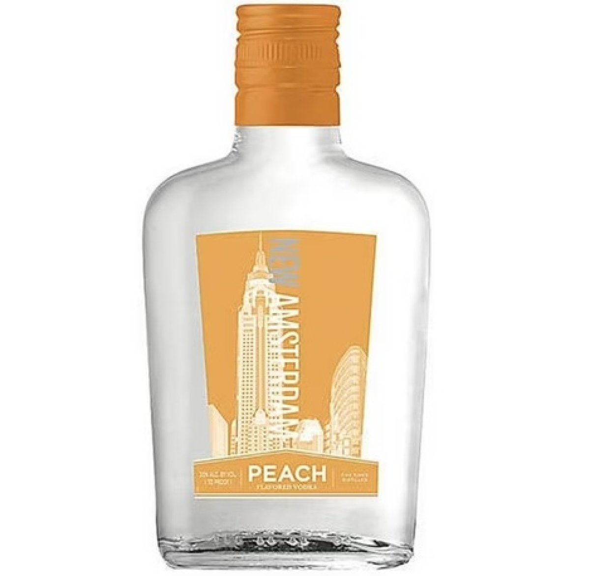 New Amsterdam Peach Flavored Vodka 375ml Glass Bottle, 35% Alcohol Adv