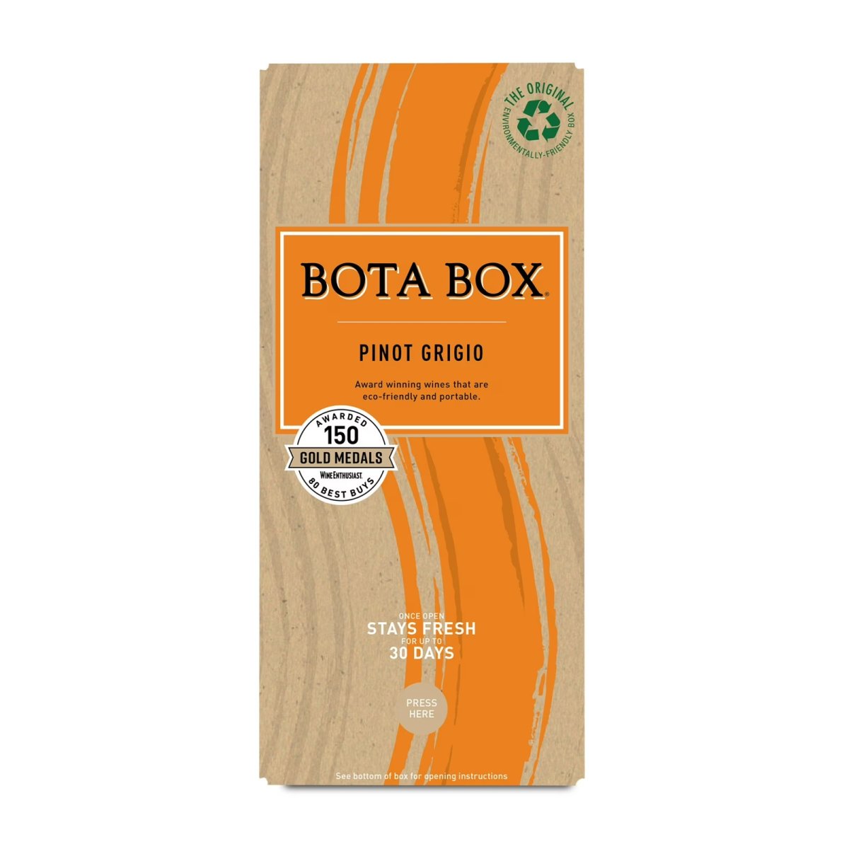 Bota Box Pinot Grigio White Wine, 3L (Equal to Four 750ml Bottles), 12% ABV, 24 Degrees
