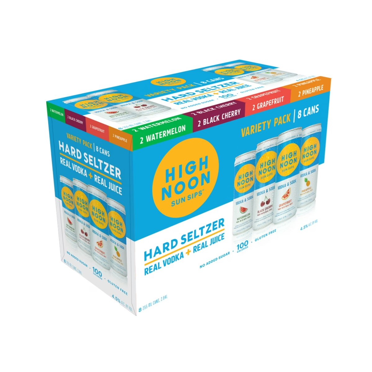 High Noon Vodka Hard Seltzer, Variety Pack, 8 Pack, 12 fl oz Cans