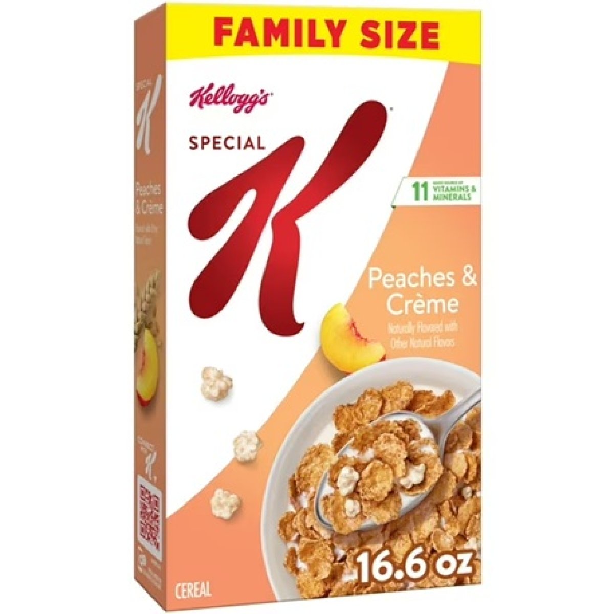 Kellogg's Special K Breakfast Cereal, High Fiber Cereal, Family Breakfast, Family Size, Peaches and Cream, 16.6 oz Box (1 Box)