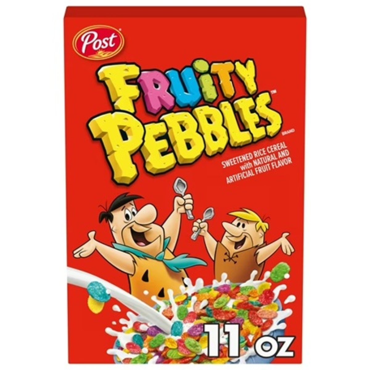 Post Fruity PEBBLES Cereal, Gluten Free, 10 Vitamins/Minerals, Sweetened Rice Cereal, 11 oz