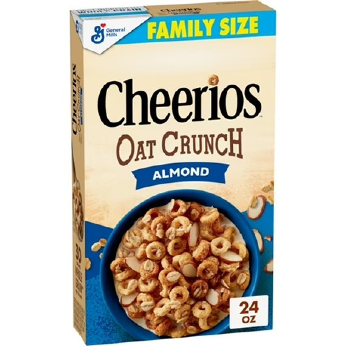 Cheerios Oat Crunch Breakfast Cereal with Almonds Made with Whole Grains, Family Size, 24 oz