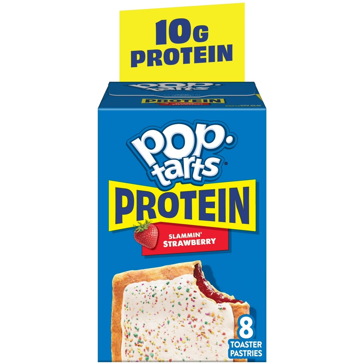 Pop-Tarts Strawberry Protein Toaster Cakes 10g Protein, Non-Perishable, 14.3 oz (8 Units)