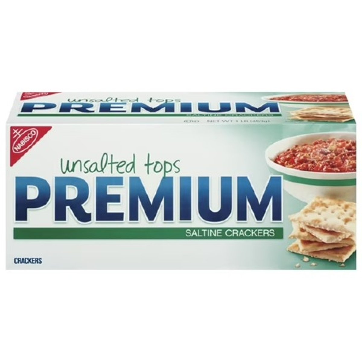 Premium Unsalted Tops Saltine Crackers, Lunch Snacks, 16 oz