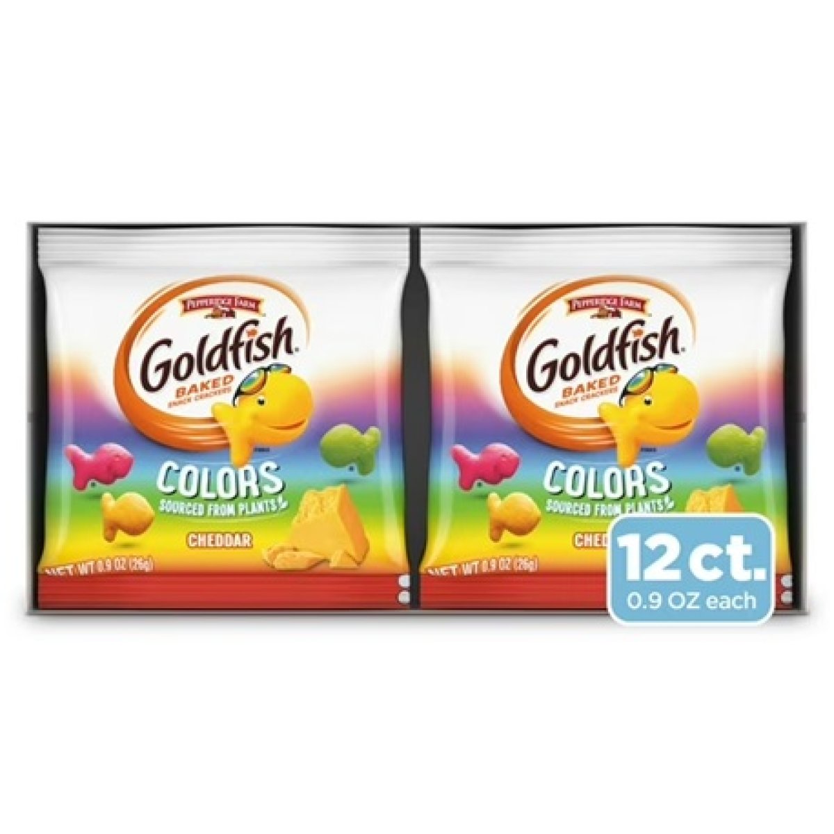 Goldfish Colorful Crackers Snack Pack, 0.9 oz, 12-Count Multipack Tray