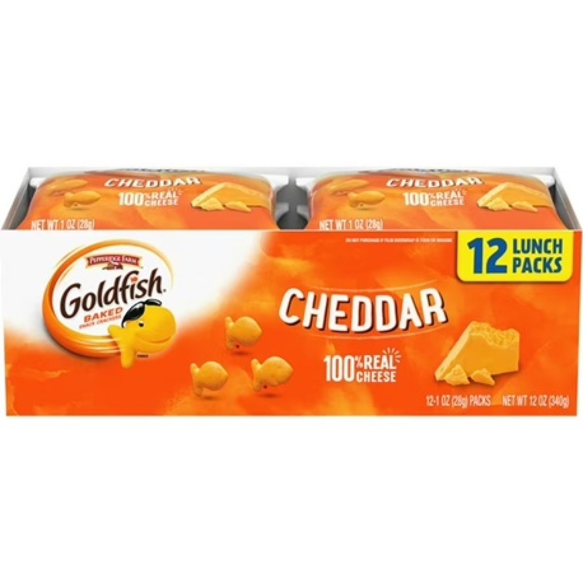 Goldfish Cheddar Cheese Crackers Snack Packs, 1 oz, 12 Count Multipack Tray
