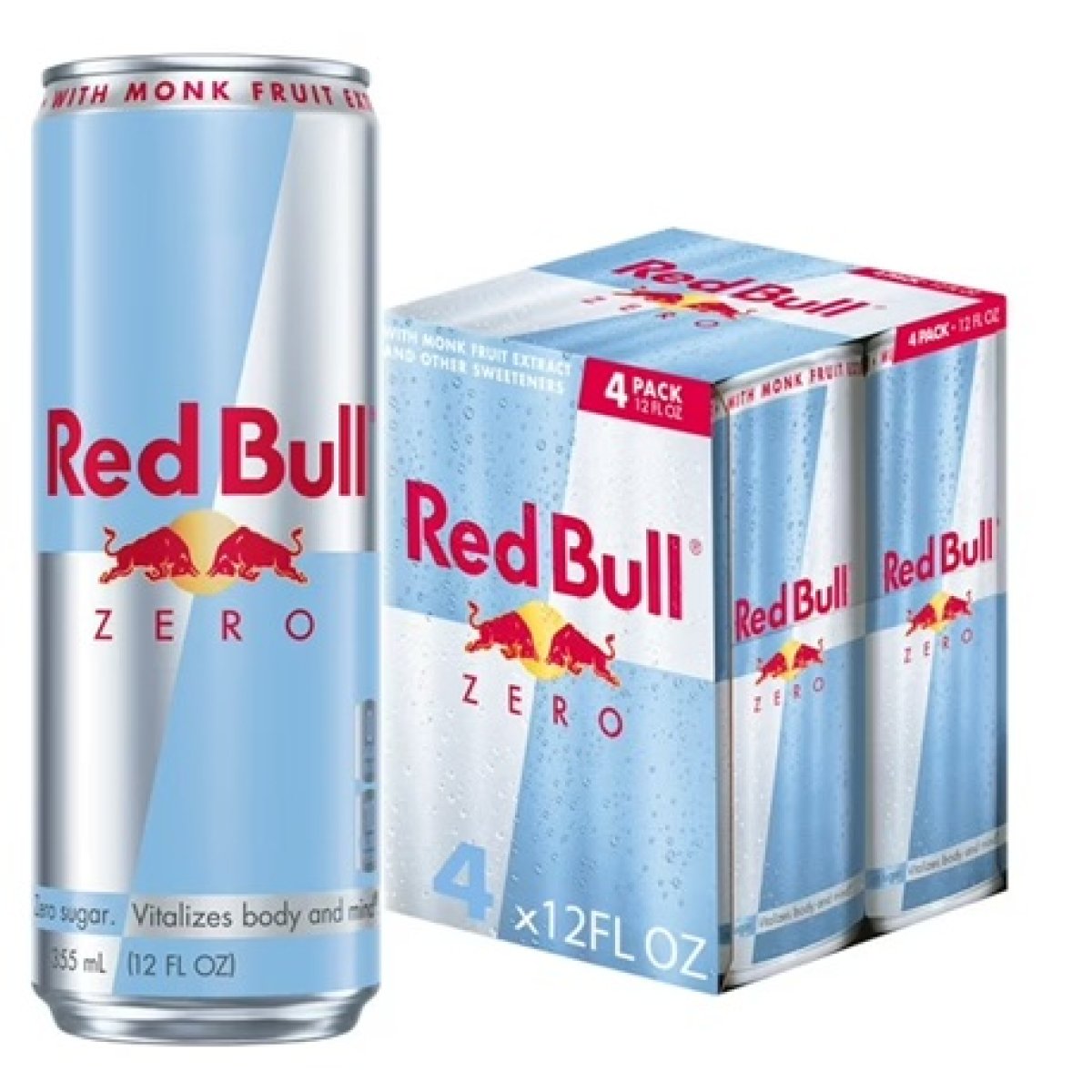 Red Bull Zero Energy Drink, 12 fl. oz., 4-Pack of Cans, 114 mg of Caffeine, Taurine and B Vitamins