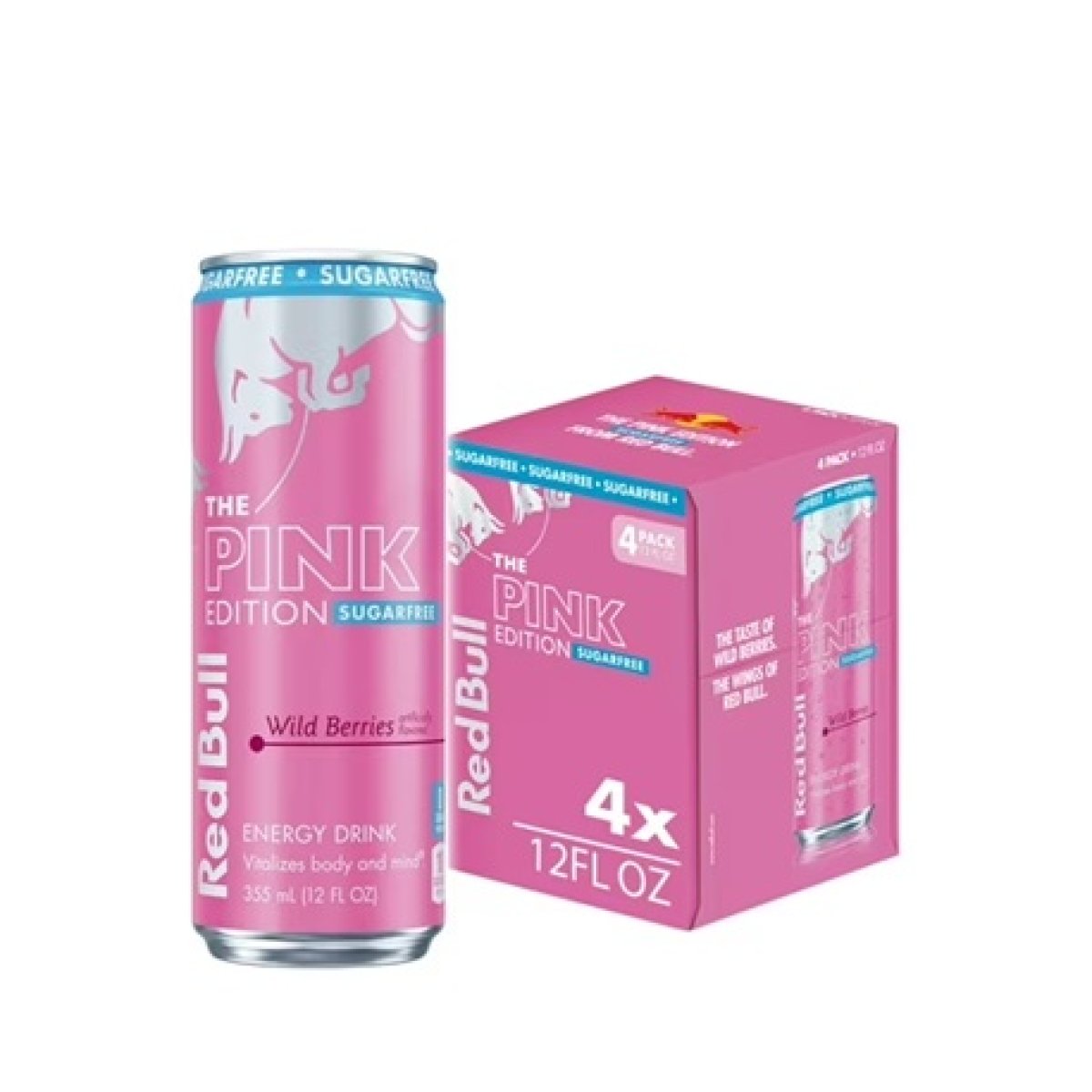 Red Bull Pink Edition Sugarfree Energy Drink, Wild Berries, 12 fl. oz., Pack of 4 Cans