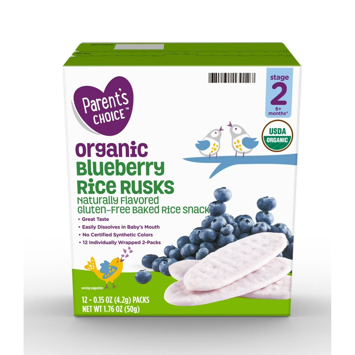 Parents Choice Baby Rice Rusks - Blueberry