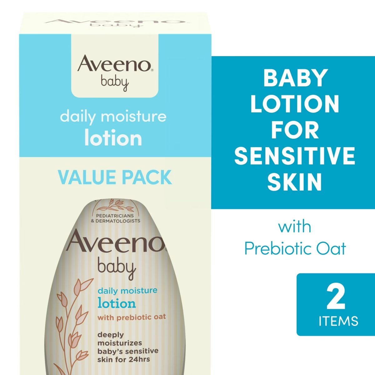 Aveeno Baby Daily Moisture Lotion with Nourishing Oat, 2 x 12 fl. oz