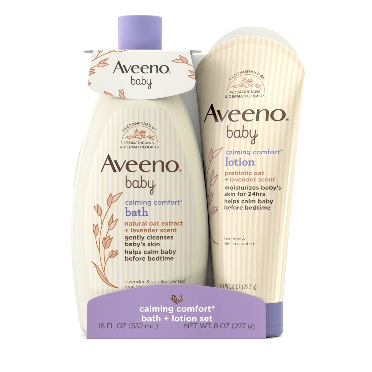 Aveeno Baby Calming Comfort Bedtime Unisex Infant Baby Gift Set with Wash and Lotion, Lavender Scent, 2 Items